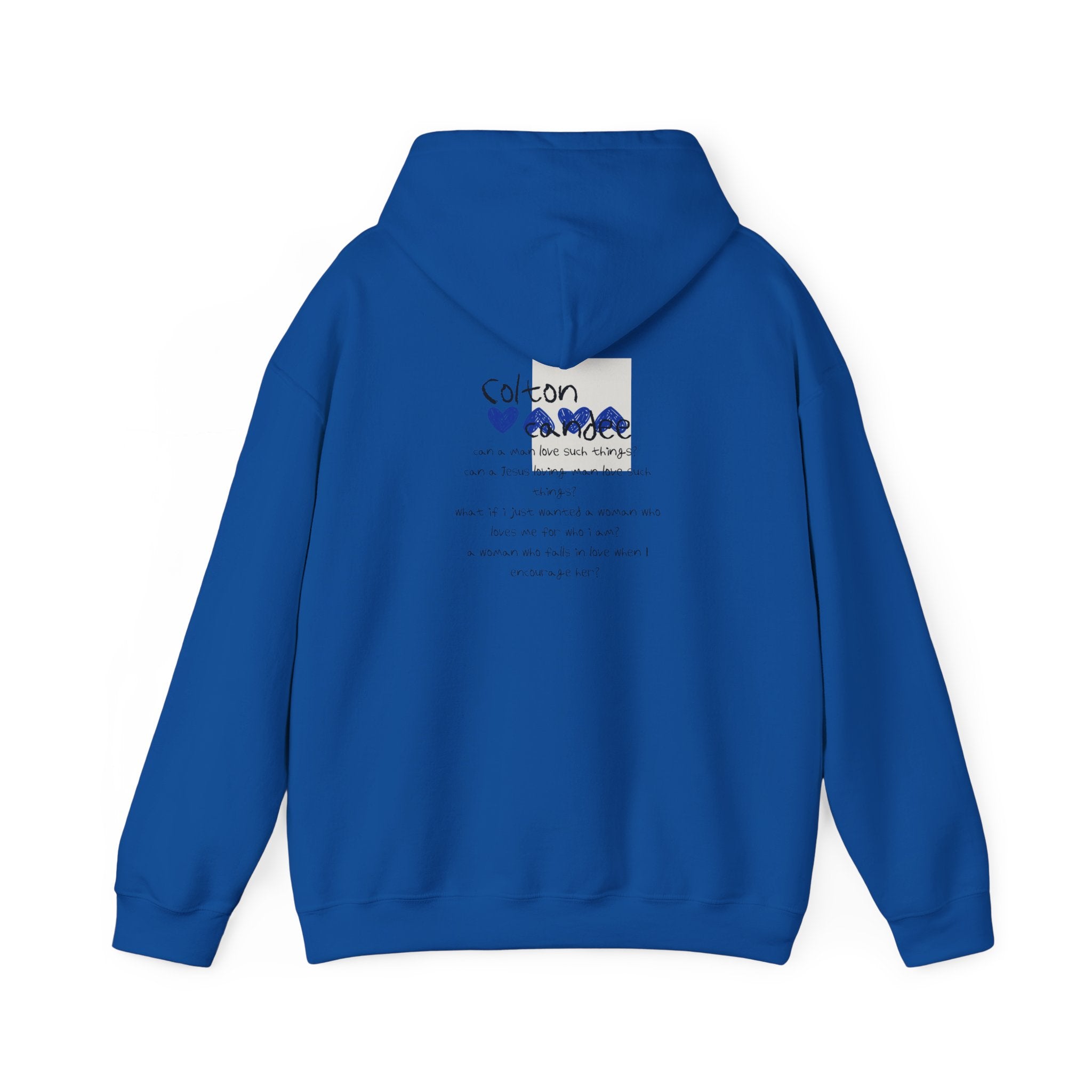 Blue Heart Poetry Hoodie — 'colton candee' Minimalist Graphic Pullover