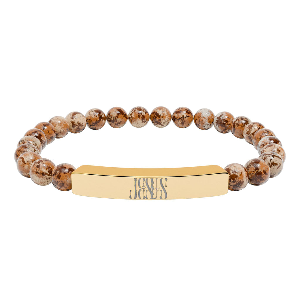 Jesus Natural Stone Stretch Bar Bracelet — Personalized Beaded Bracelet