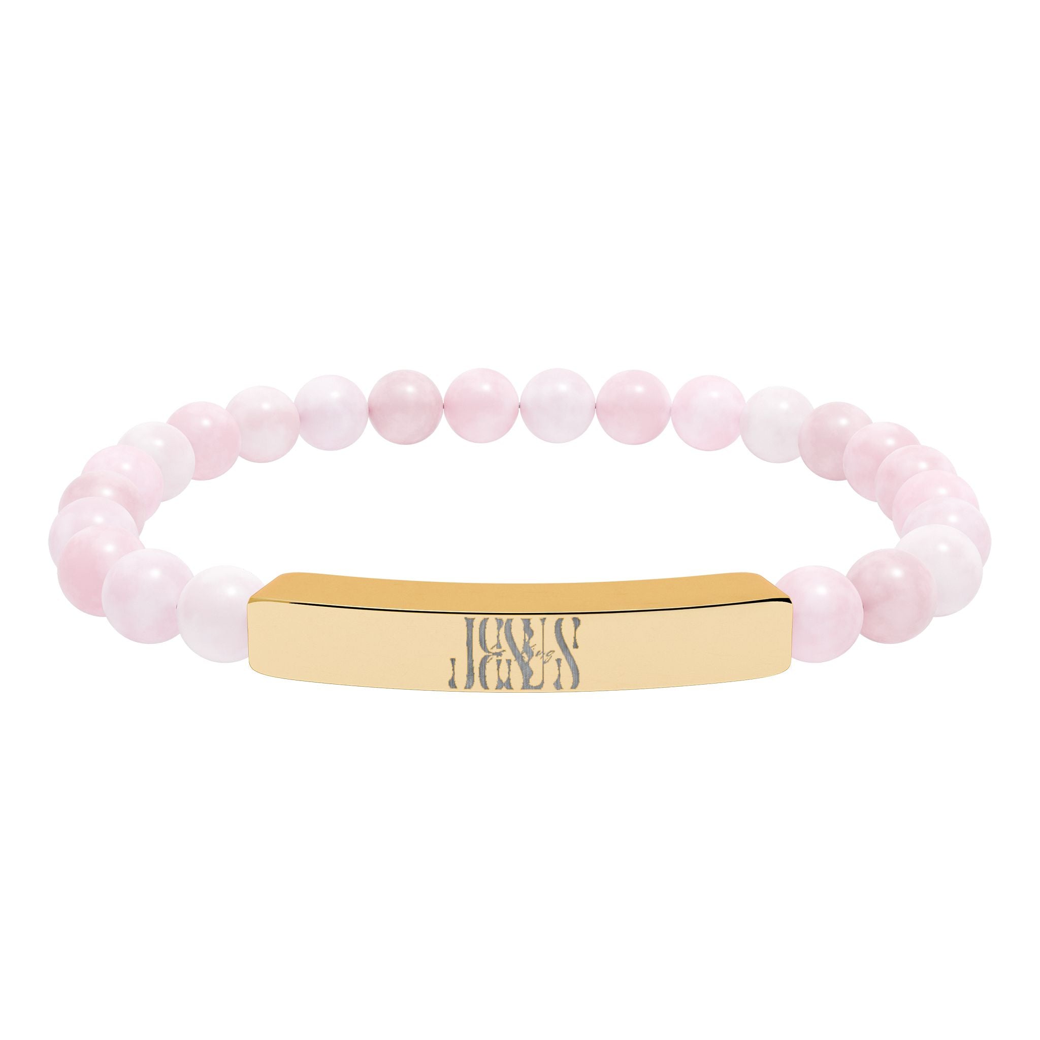 Jesus Natural Stone Stretch Bar Bracelet — Personalized Beaded Bracelet
