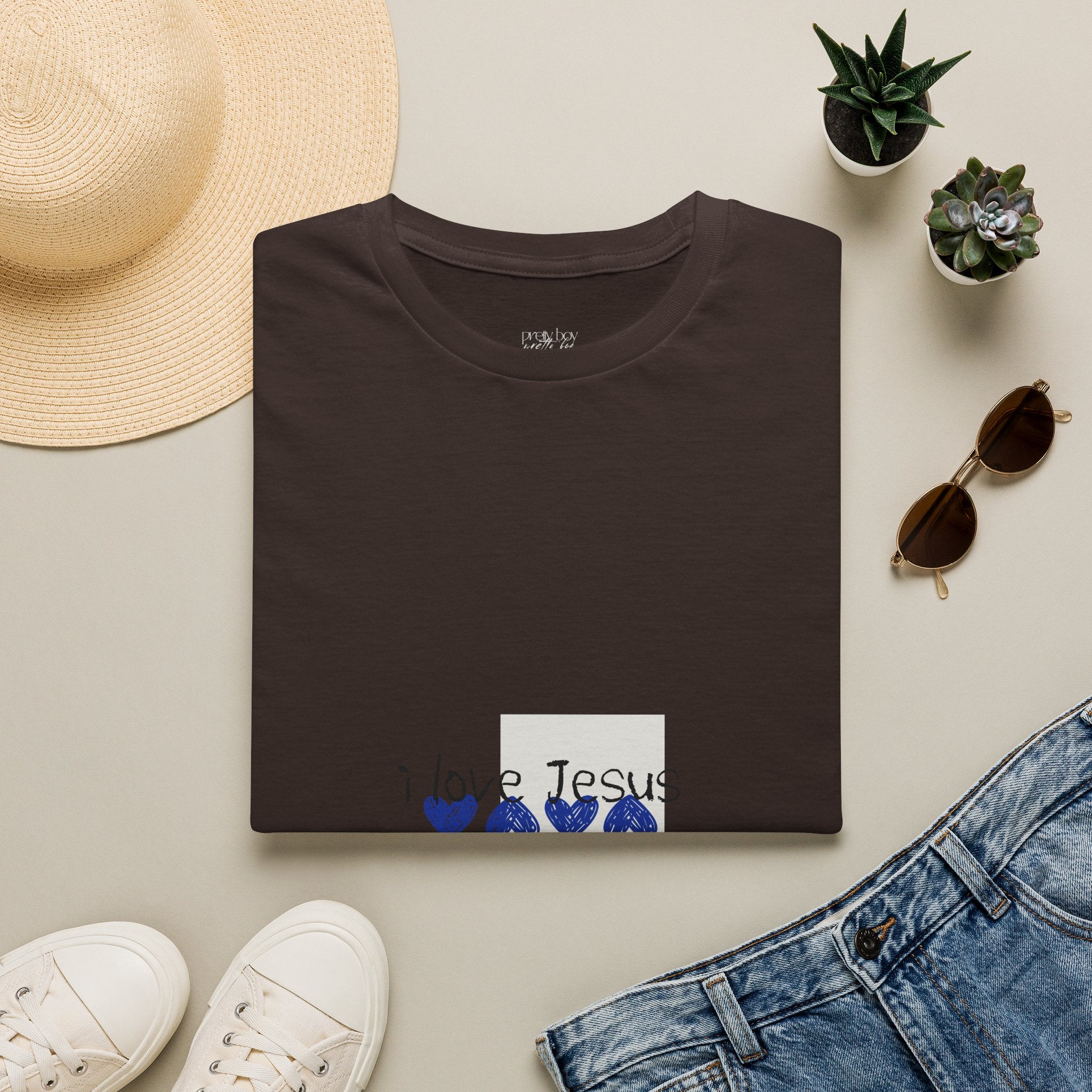 I Love Jesus T-Shirt — Blue Heart Faith Graphic Tee