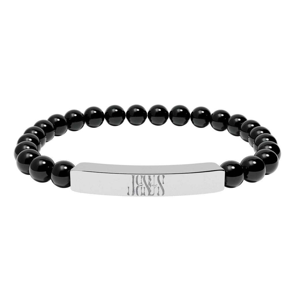 Jesus Natural Stone Stretch Bar Bracelet — Personalized Beaded Bracelet