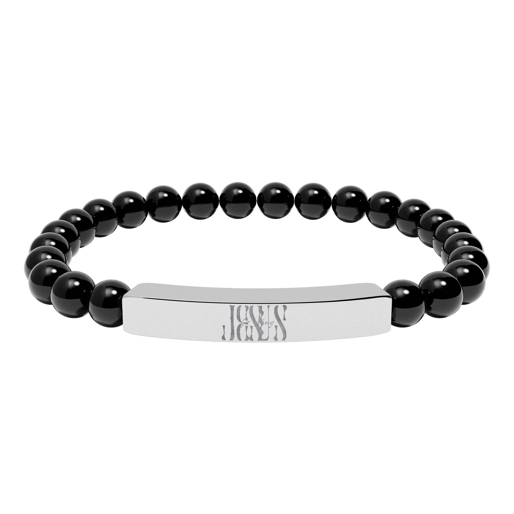 Jesus Natural Stone Stretch Bar Bracelet — Personalized Beaded Bracelet