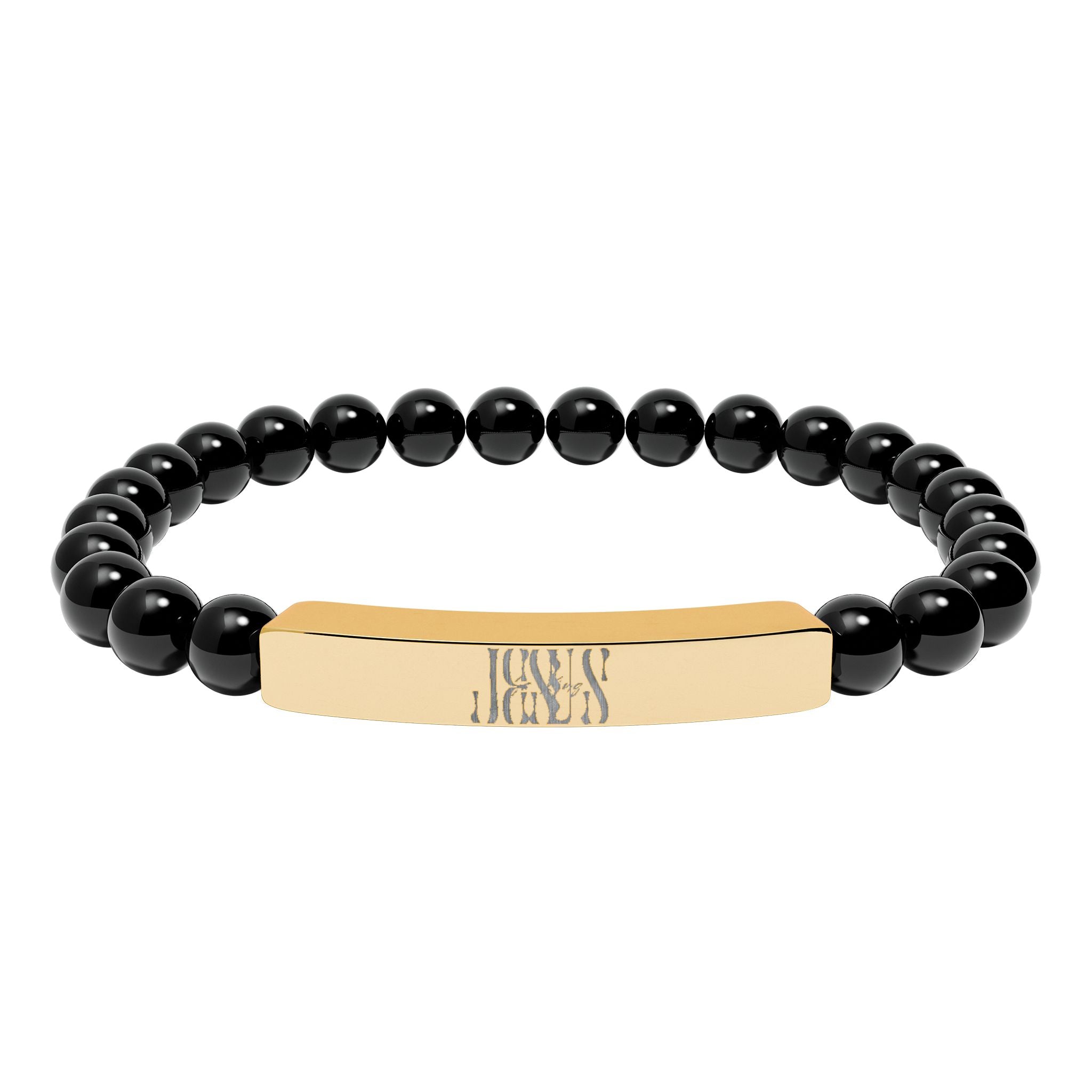 Jesus Natural Stone Stretch Bar Bracelet — Personalized Beaded Bracelet