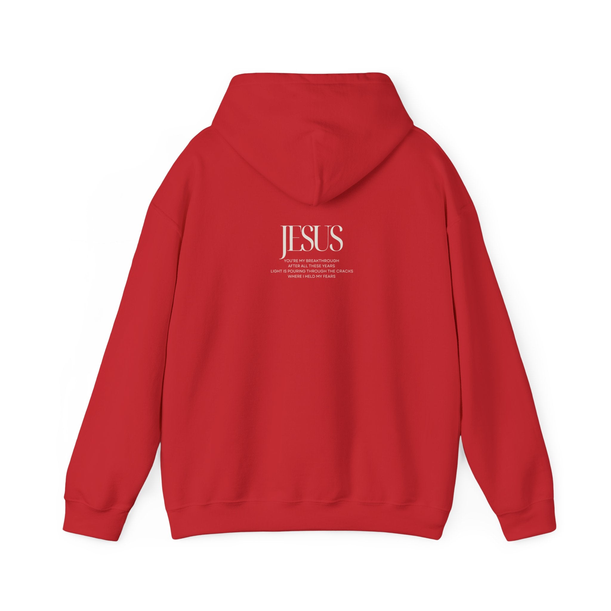 Breakthrough Graphic Hoodie — 'JESUS' Minimalist Faith Pullover