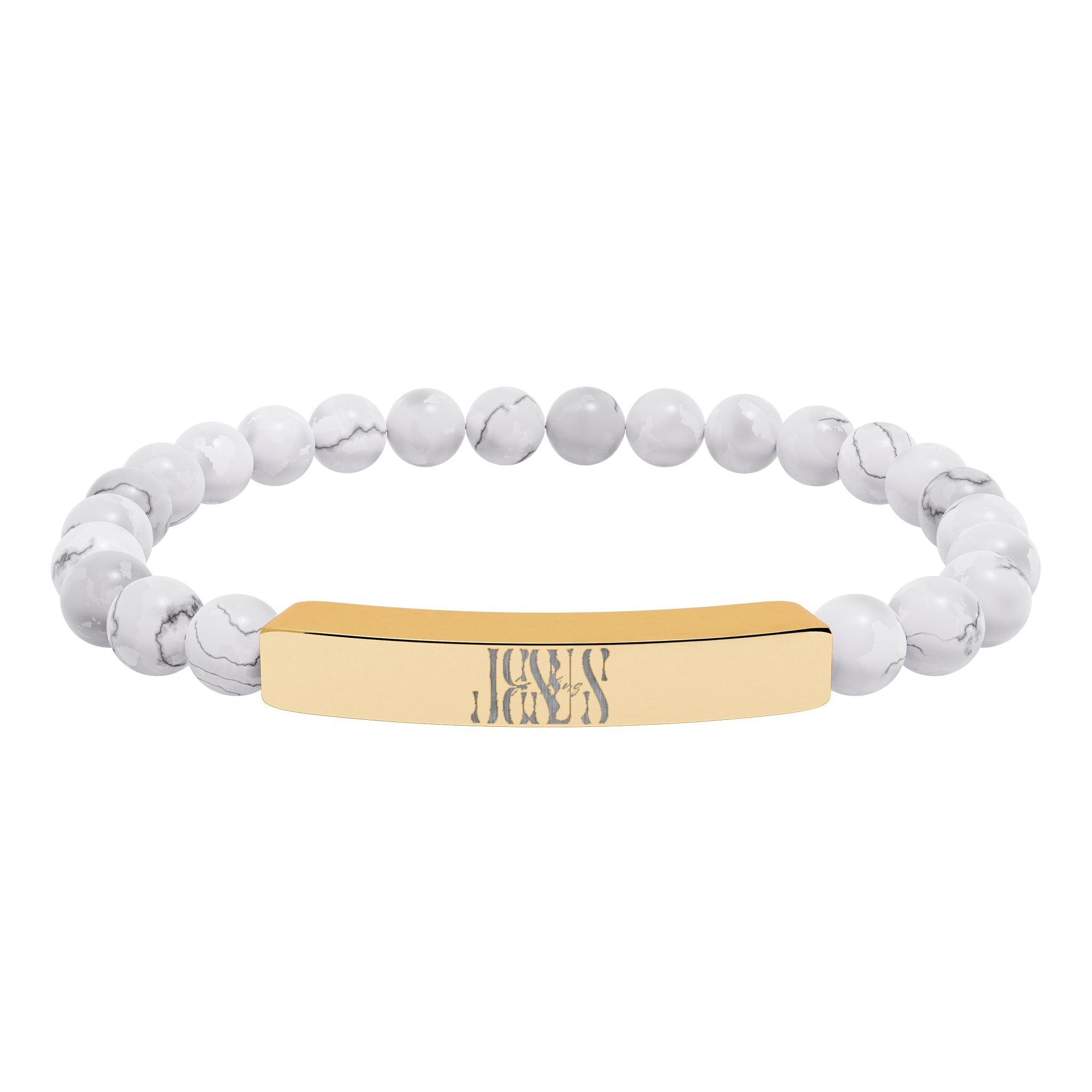 Jesus Natural Stone Stretch Bar Bracelet — Personalized Beaded Bracelet