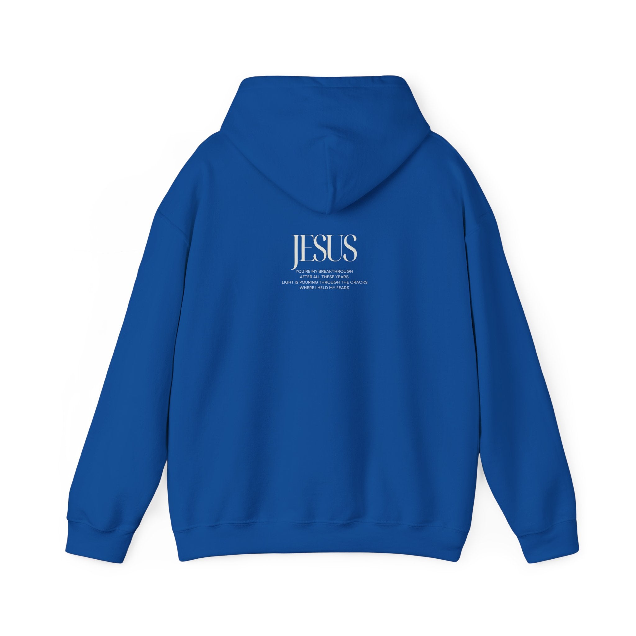 Breakthrough Graphic Hoodie — 'JESUS' Minimalist Faith Pullover