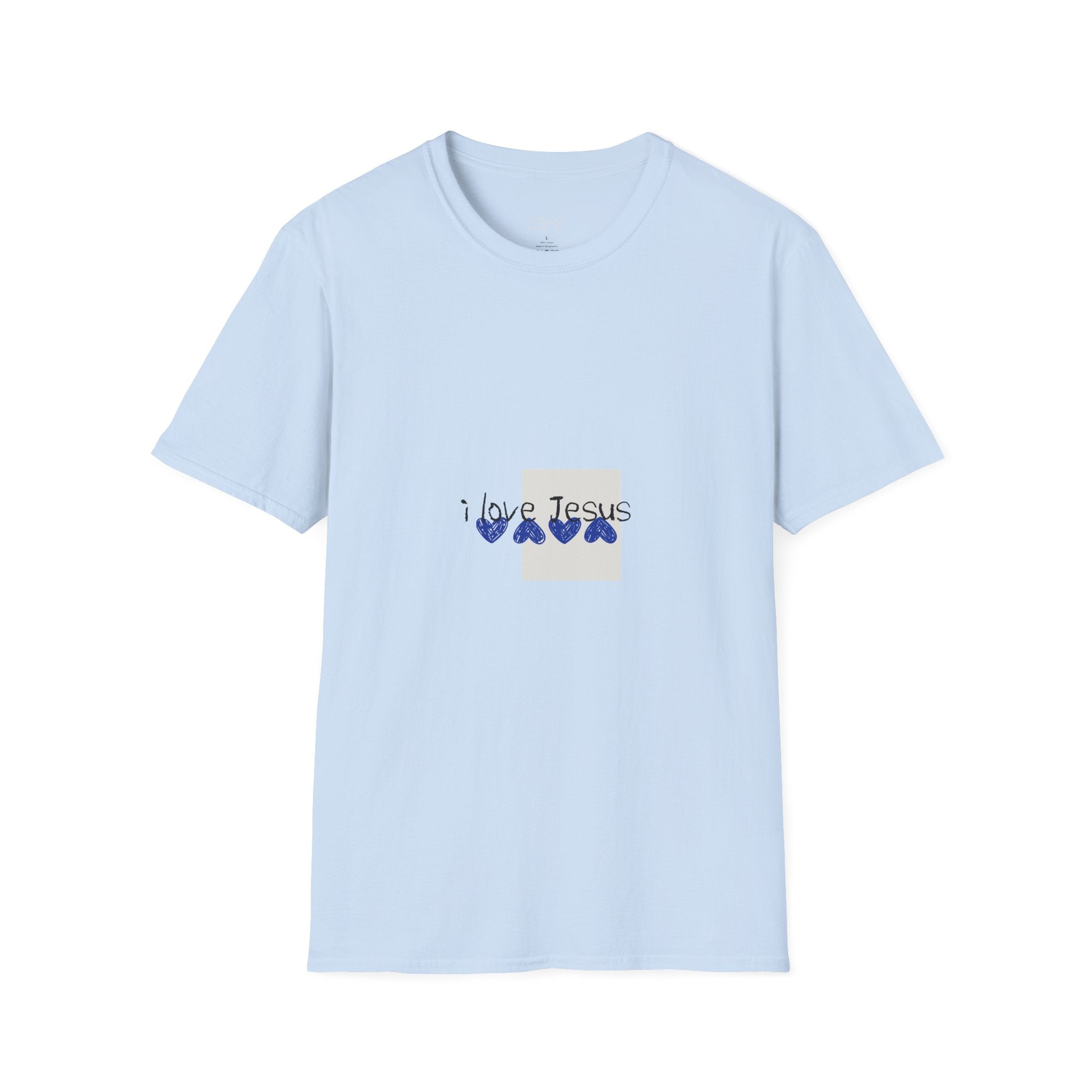I Love Jesus T-Shirt — Blue Heart Faith Graphic Tee
